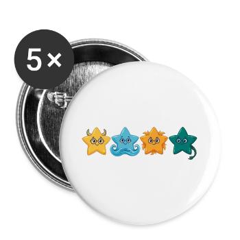 Süße Meeresstern-Charaktere - Buttons groß 56 mm (5er Pack) - Weiß - Vorne