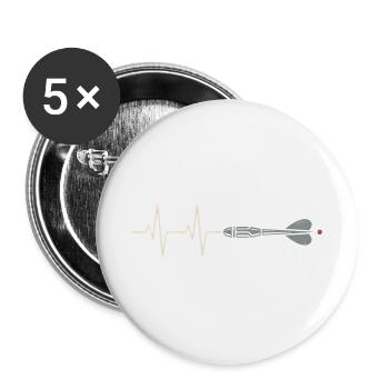 Dart Herzschlag Mit Dartpfeil Für Dartspieler - Buttons groß 56 mm (5er Pack) - Weiß - Vorne