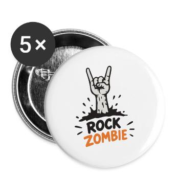 Halloween Rock Zombie - Buttons groß 56 mm (5er Pack) - Weiß - Vorne