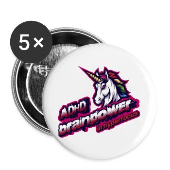 ADHS-Hyperfokus-Club, Neurodiversitäts-Superkraft - Buttons groß 56 mm (5er Pack) - Weiß - Vorne