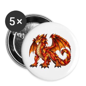 Majestätischer Herbstlaubdrache – Fantasy Drache - Buttons groß 56 mm (5er Pack) - Weiß - Vorne