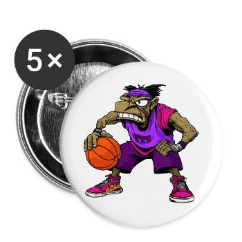 B-Ball Hip-Hop Rap - Buttons groß 56 mm (5er Pack) - Weiß - Vorne