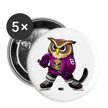 Eulen Eishockey - Buttons groß 56 mm (5er Pack) - Weiß - Vorne