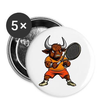 Stier Tennisspieler - Buttons groß 56 mm (5er Pack) - Weiß - Vorne
