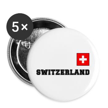 SCHWITZERLAND SCHWEIZ Trikot Look mit Fahne Flagge - Buttons groß 56 mm (5er Pack) - Weiß - Vorne