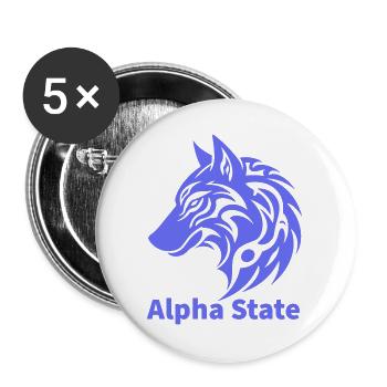 Alpha State Wolf-Emblem - Buttons groß 56 mm (5er Pack) - Weiß - Vorne