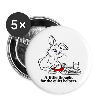 Christmas Rabbit legt eine Karotte für das Rentier zurück - Buttons groß 56 mm (5er Pack) - Weiß - Vorne