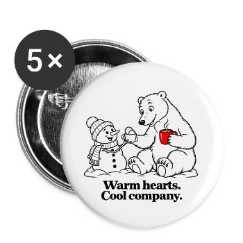 Eisbär teilt Kakao mit einem Schneemann - Buttons groß 56 mm (5er Pack) - Weiß - Vorne