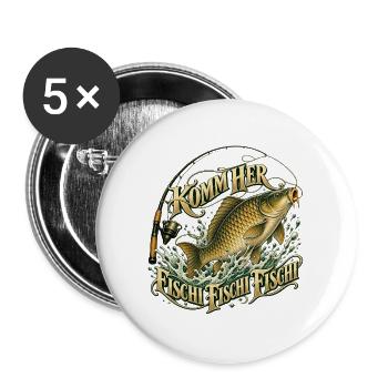 Lustiger Karpfenangler Spruch Schuppenkarpfen - Buttons groß 56 mm (5er Pack) - Weiß - Vorne