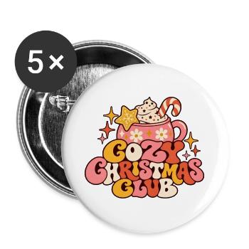 Cozy Christmas Club Heiße Schokolade Retro Groovy - Buttons groß 56 mm (5er Pack) - Weiß - Vorne