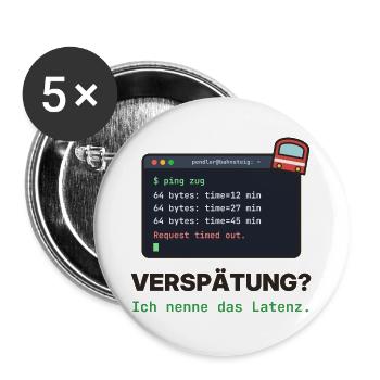 Latenz Lacher: Ping Verspätung - Buttons groß 56 mm (5er Pack) - Weiß - Vorne