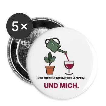 Gießen mit Wein und Grün - Buttons groß 56 mm (5er Pack) - Weiß - Vorne