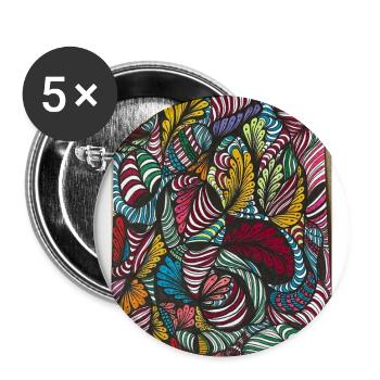 Bunte Wirbelblätter Muster - Buttons groß 56 mm (5er Pack) - Weiß - Vorne