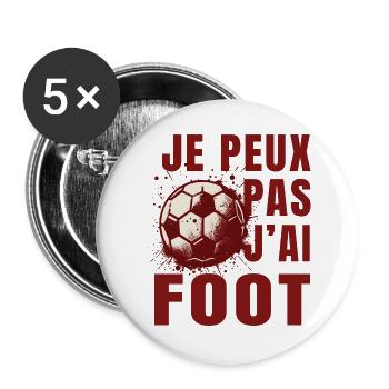 Ich kann nicht, ich habe Fußball - Buttons groß 56 mm (5er Pack) - Weiß - Vorne