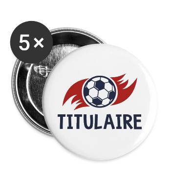 Holder Foot Duo Vater und Sohn Fußball - Buttons groß 56 mm (5er Pack) - Weiß - Vorne
