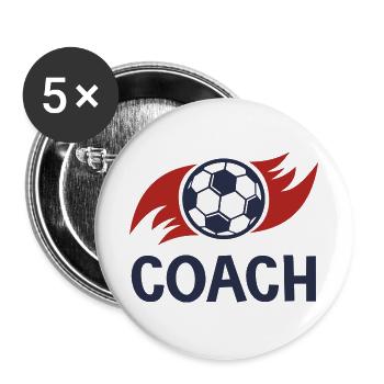 Trainer Papa Fußballduo Vater und Sohn - Buttons groß 56 mm (5er Pack) - Weiß - Vorne