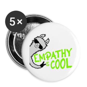 Empathy is cool freches Lama Empathie Mit Herz - Buttons groß 56 mm (5er Pack) - Weiß - Vorne