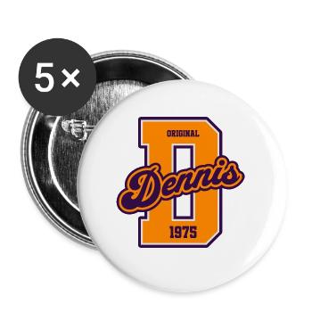 Dennis 1975 Geburtsjahr Vintage College - Buttons groß 56 mm (5er Pack) - Weiß - Vorne