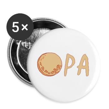 Opa mit Mond – Beige - Buttons groß 56 mm (5er Pack) - Weiß - Vorne
