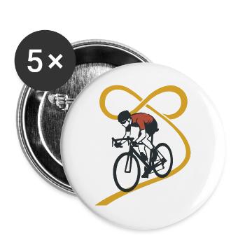 Endless Road Infinity Loop Radfahrer Minimalistische Kunst - Buttons groß 56 mm (5er Pack) - Weiß - Vorne