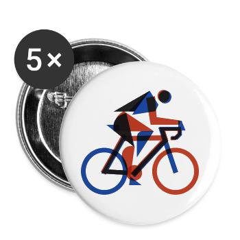 Bauhaus Geometric Cyclist Retro Risograph Art - Buttons groß 56 mm (5er Pack) - Weiß - Vorne