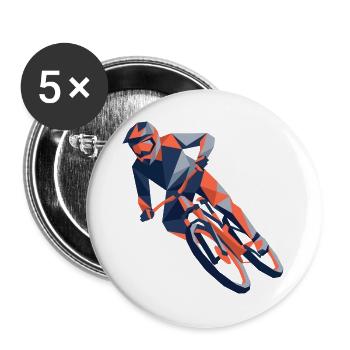 eometrische Origami-Mountainbiker-Polygonkunst - Buttons groß 56 mm (5er Pack) - Weiß - Vorne