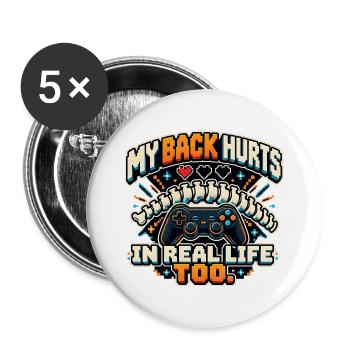 Spieler mit Rücken - Buttons groß 56 mm (5er Pack) - Weiß - Vorne