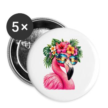 Niedlicher Flamingo Süße Flamingos - Buttons groß 56 mm (5er Pack) - Weiß - Vorne