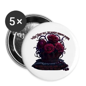 Dark Romance Bookish Merch - Spicy Villain - Buttons groß 56 mm (5er Pack) - Weiß - Vorne