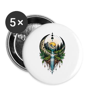 Mystische Mondlandschaft – Natur & Fantasy - Buttons groß 56 mm (5er Pack) - Weiß - Vorne