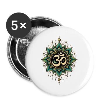 Om Mandala – Spirituelles Yoga Design - Buttons groß 56 mm (5er Pack) - Weiß - Vorne