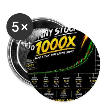 Von Penny Stock zu 1000x - Buttons groß 56 mm (5er Pack) - Weiß - Vorne