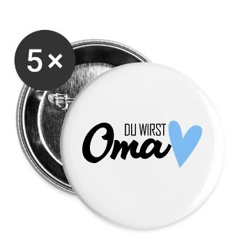 Familienzuwachs Oma Babyankündigung - Buttons groß 56 mm (5er Pack) - Weiß - Vorne