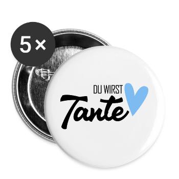 Tante werden - Buttons groß 56 mm (5er Pack) - Weiß - Vorne