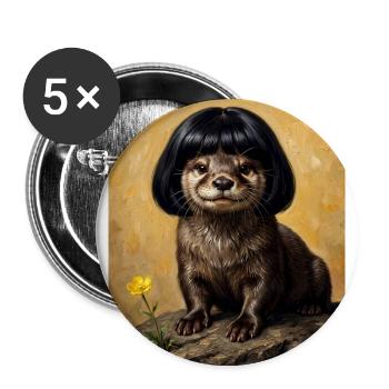 Lustiger Otter Bob Haarschnitt - Buttons groß 56 mm (5er Pack) - Weiß - Vorne