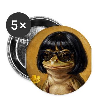 Lustiger Frosch Bob Haarschnitt - Buttons groß 56 mm (5er Pack) - Weiß - Vorne