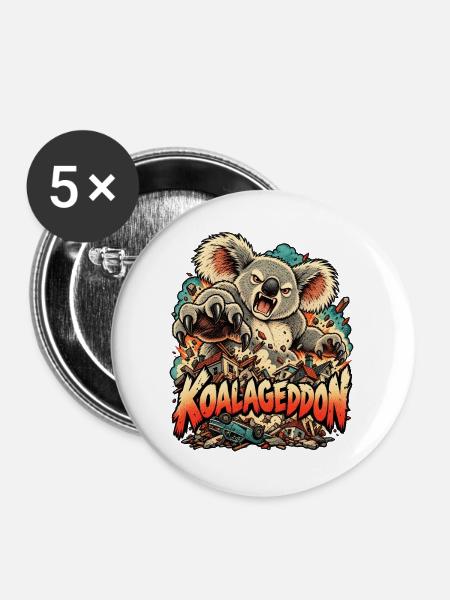 Riesige Koala-Kaiju-Haus Chaos-Tierkunst - Buttons groß 56 mm (5er Pack) - Weiß