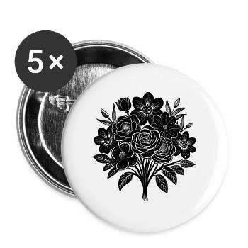 Blumenstrauß - Buttons groß 56 mm (5er Pack) - Weiß - Vorne