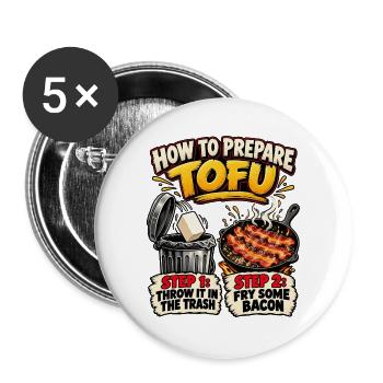 Tofu Plan: Schritt 1-2 - Buttons groß 56 mm (5er Pack) - Weiß - Vorne