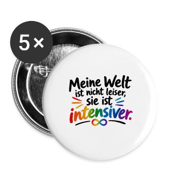 Intensiver Regenbogen Infinity - Buttons groß 56 mm (5er Pack) - Weiß - Vorne