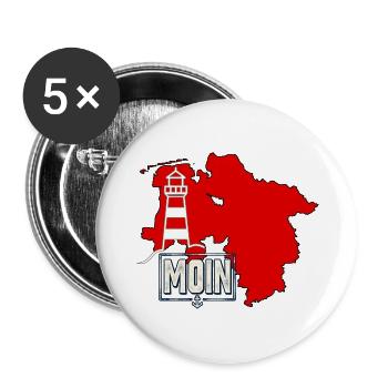 Moin Niedersachsen Leuchtturm - Buttons groß 56 mm (5er Pack) - Weiß - Vorne