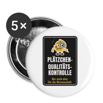 Plätzchen-Qualitätskontrolle - Buttons groß 56 mm (5er Pack) - Weiß - Vorne