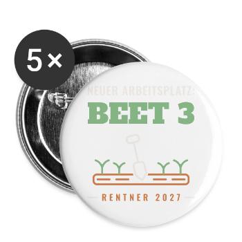 Rentner 2027 Garten - Buttons groß 56 mm (5er Pack) - Weiß - Vorne