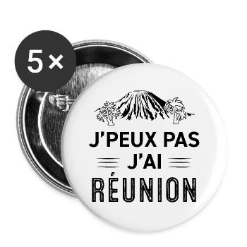 J peut pas j ai reunion t-shirt cadeau humor - Buttons groß 56 mm (5er Pack) - Weiß - Vorne