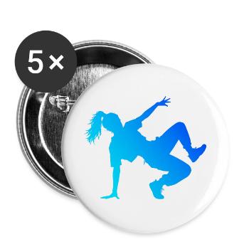 Geschenkidee für die Hip-Hop-Tänzerin mit Breaking - Buttons groß 56 mm (5er Pack) - Weiß - Vorne