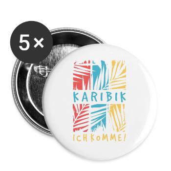 Karibik Ich Komme Urlaub Reise Fernweh Palmen - Buttons groß 56 mm (5er Pack) - Weiß - Vorne