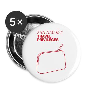Stricken – Knitting Has Travel Privileges - Buttons groß 56 mm (5er Pack) - Weiß - Vorne