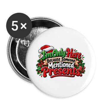 Nur hier für Geschenke - Buttons groß 56 mm (5er Pack) - Weiß - Vorne