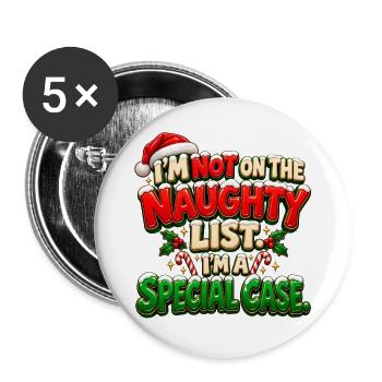 Sonderfall der Ungezogenen Liste - Buttons groß 56 mm (5er Pack) - Weiß - Vorne