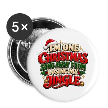 Ein Weihnachts-Jingle-Tee - Buttons groß 56 mm (5er Pack) - Weiß - Vorne